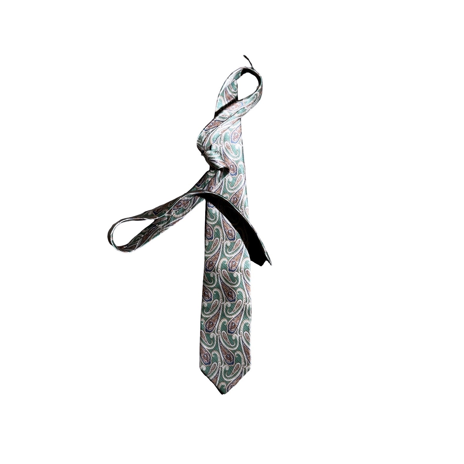 Christopher Hart Mens Silk Paisley Tie Green Blue Big And Tall Chhs990 Nwt
